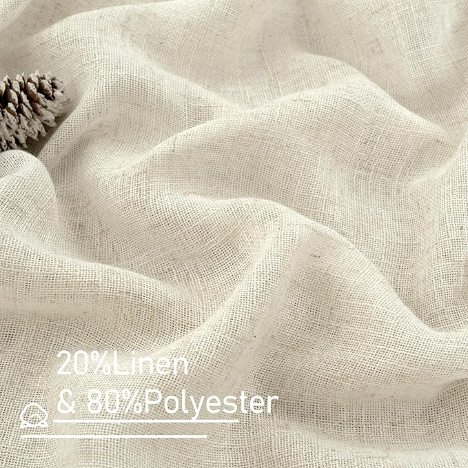 Natural Linen Curtains 63 inch Length - Image 2
