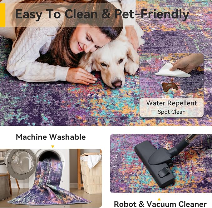RELEANY Washable 3'x5' Abstract Area Rug - Image 5