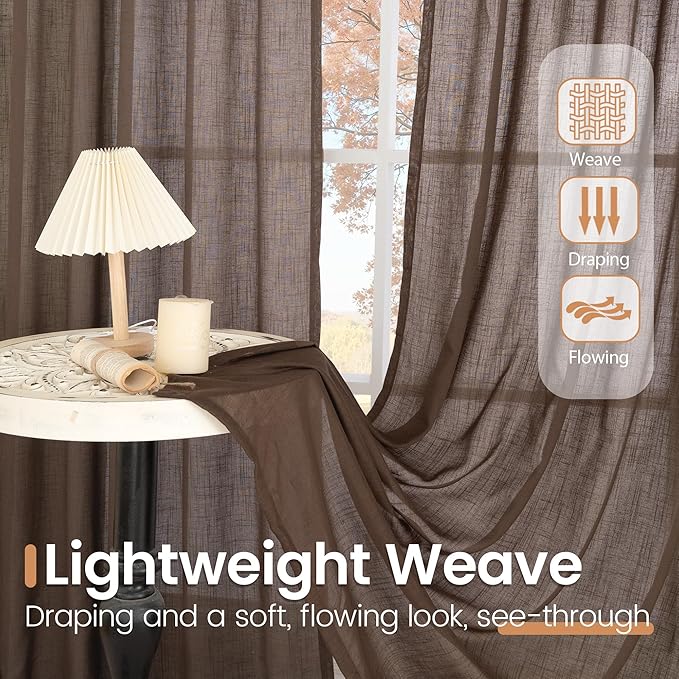 BGment Brown Linen Curtains 84 Inch Length 2 Panels - Image 4