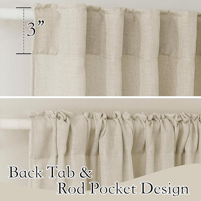 RYB HOME Linen Curtains 63 inch Length - Image 2