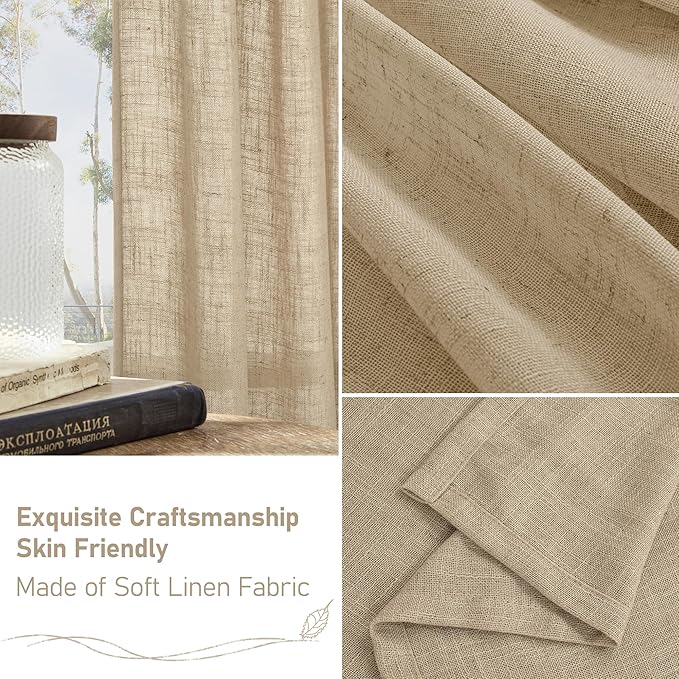 Semi Sheer Linen Curtains 36 Inch Length - Image 6