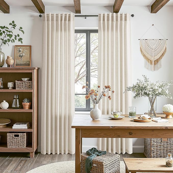 Extra Long Warm Beige Linen Curtains 120 Inch - Image 6