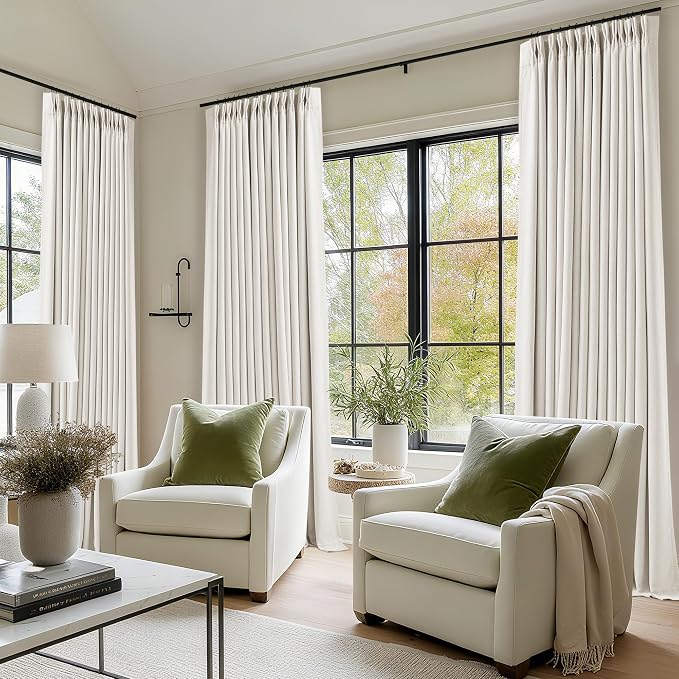 112 Inch Pinch Pleated Blackout Linen Curtains - Image 7