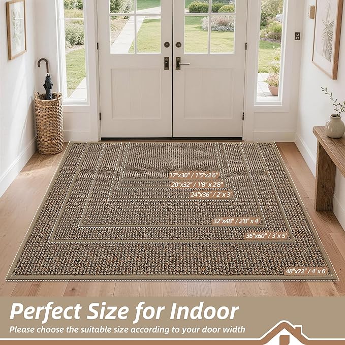 BEQHAUSE Dirt Trapper Door Mat 32" x 48", Non-Slip Washable Doormats, Low - Image 2