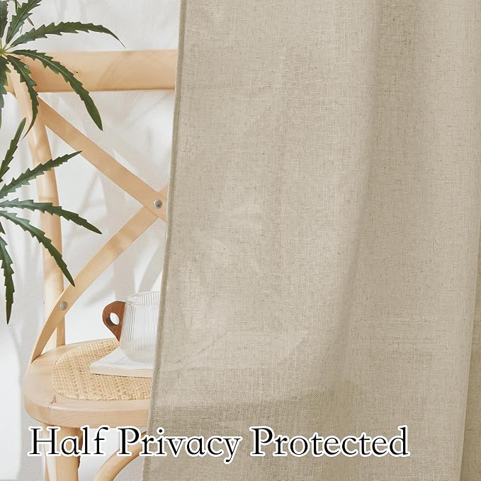 RYB HOME Linen Curtains 63 inch Length - Image 4
