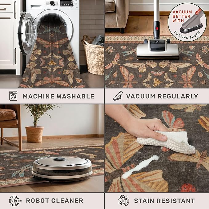 2x10 Hallway Runner Rug, Stain Resistant Non Slip Kitchen Floor Carpet - Image 5