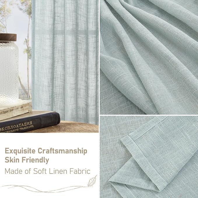 Extra Wide Semi Sheer Linen Curtains - Image 6