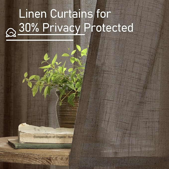 Linen Curtains 45 Inch Length 2 Panels - Image 5