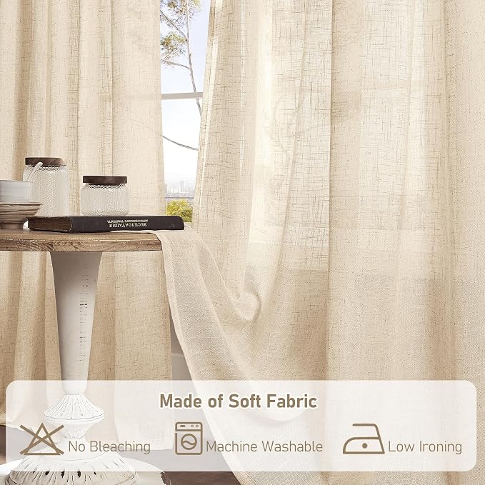 Linen Semi Sheer Curtains 48 Inch - Image 7