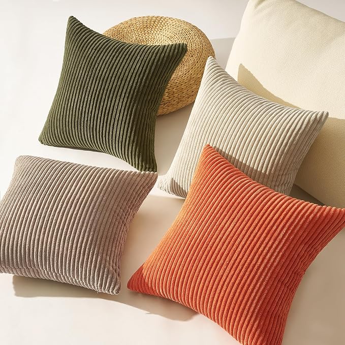 Topfinel Rust and Olive Green Velvet Throw Pillow Covers 24x24 Sofa Pillow - Image 4