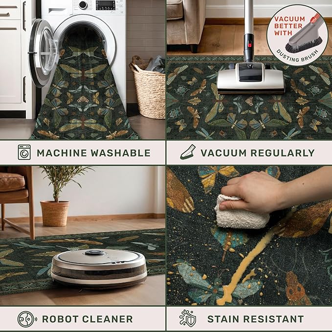 Dark Green 4x6 Washable Area Rug - Image 4