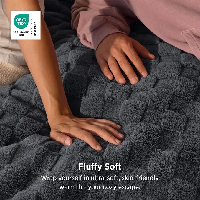 Bedsure GentleSoft Dark Grey Throw Blanket - Image 2