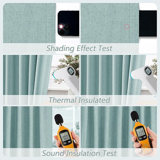 100% Blackout Linen Curtains 90 Inch Length 2 Panels Set - Image 5