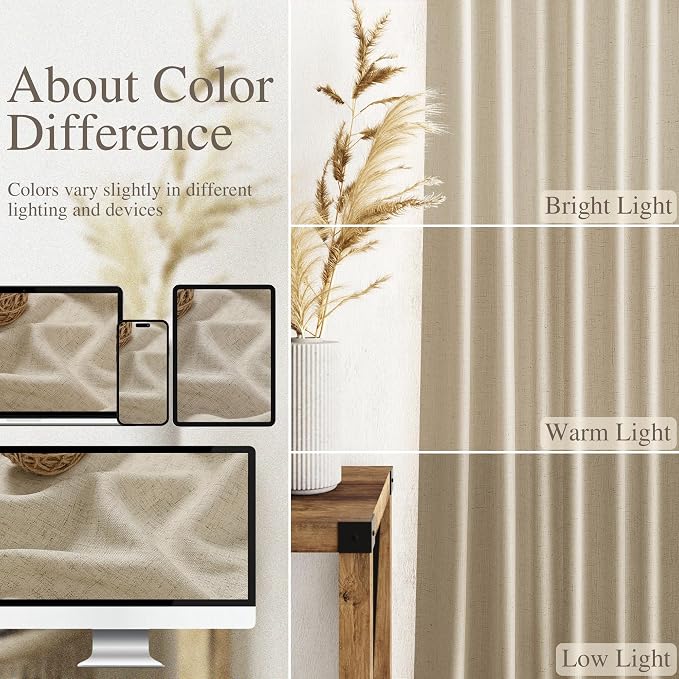 Eggshell Beige Curtains 108 Inches Long - Image 3