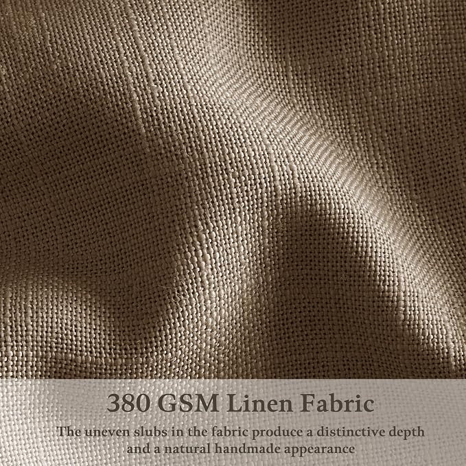 Dark Brown Pinch Pleat Light Filtering Thick Linen Kitchen Curtains 50Wx54L | - Image 5