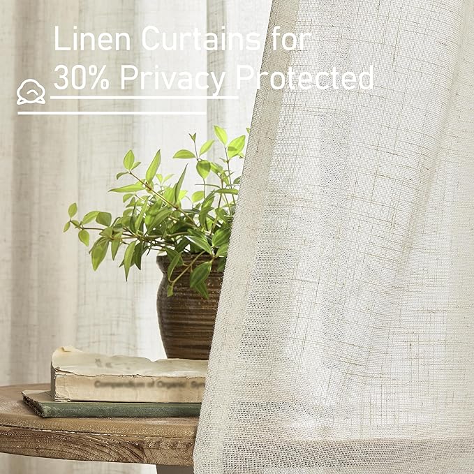 Semi Sheer 48 Inch Linen Curtains - Image 5