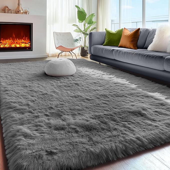 8x10 Living Room Rug Grey, Soft Large Rugs - Image 8