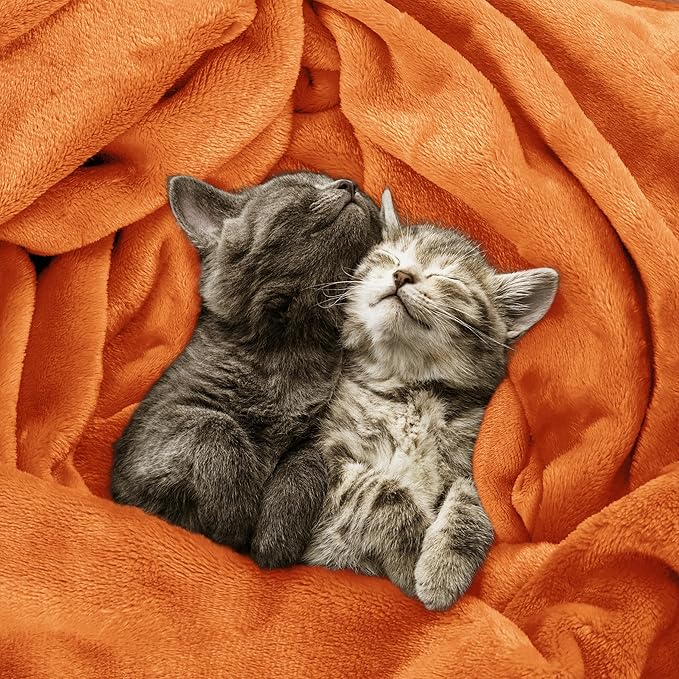 Utopia Bedding Soft Fleece Bed Blanket Throw Size Burnt Orange | Microfiber - Image 5