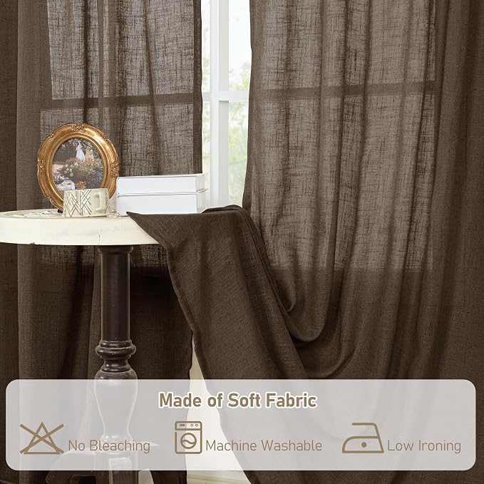 Linen Curtains 45 Inch Length 2 Panels - Image 8