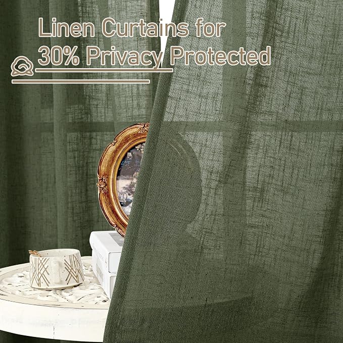 Light Filtering Linen Curtains 68 inch - Image 5